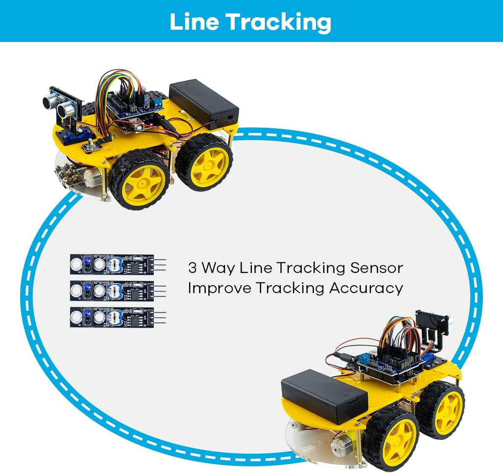 LAFVIN Smart Robot Car Kit Include Ultrasonic Sensor,R3 Board Compatible with Arduino IDE with Tutorial