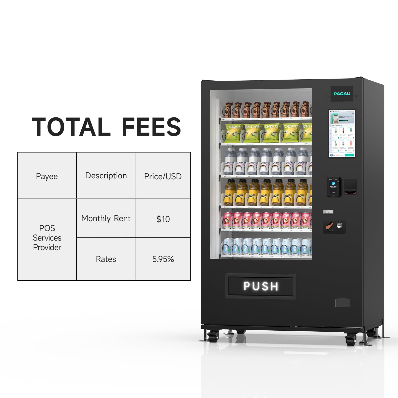 Smart Vending Machine, 36-Slot Refrigerated Snack and Beverage Vending Machine for Commercial Use, Automatic Drink and Snack Dispenser for Offices, Gyms, Convenience Stores