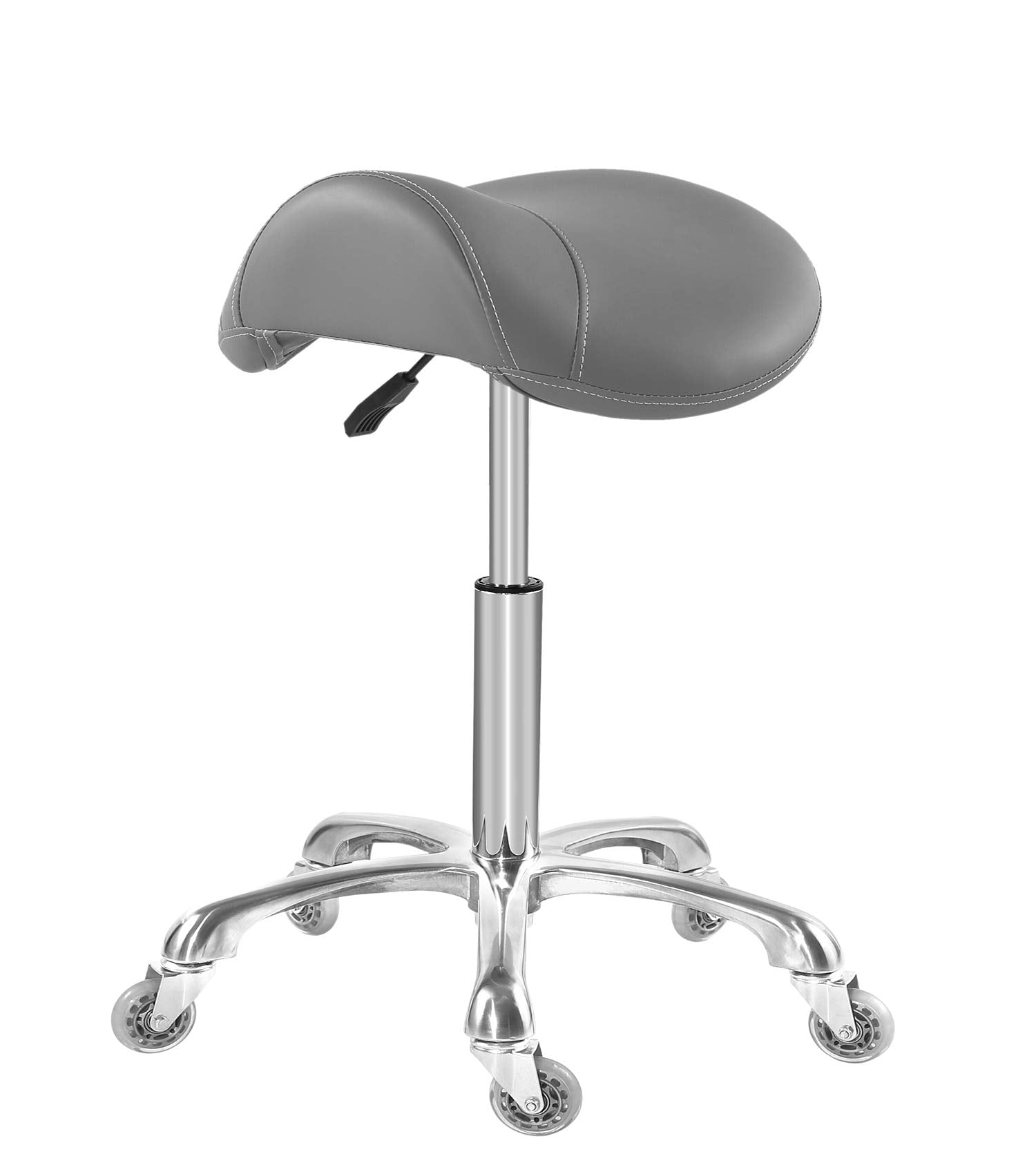 Antlu Saddle Stool Chair for Massage Clinic Spa Salon Cutting, Saddle Rolling Stool with Wheels Adjustable Height (Black)