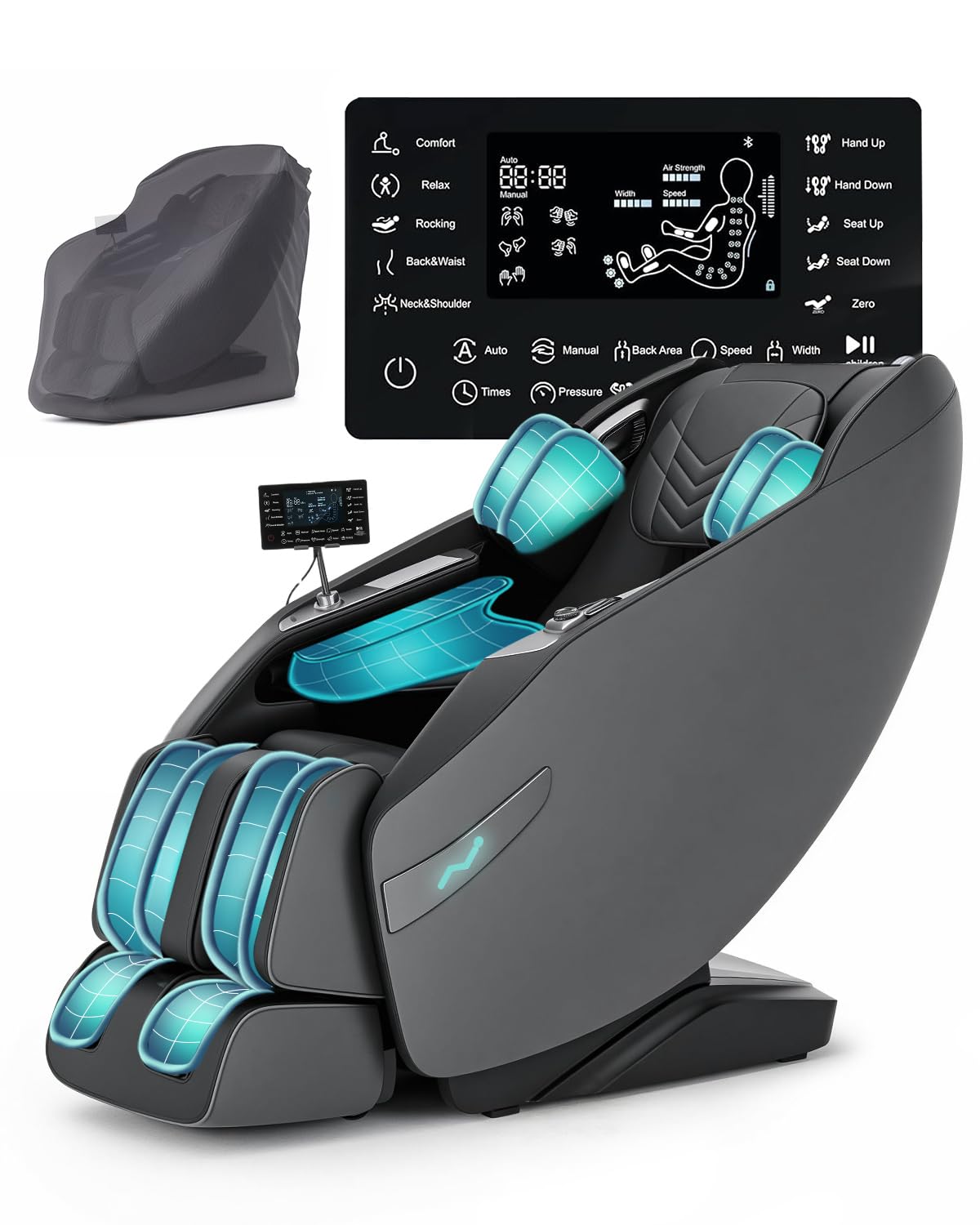 3D Zero Gravity Full Body Massage Chair with Heat, 55" SL-Track, 28 Airbags & 12 Auto Programs, Shiatsu Foot Roller, Black