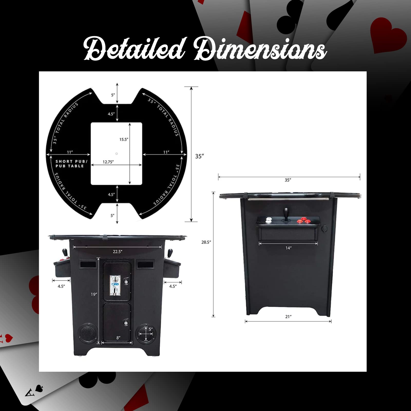 Creative Arcades Full-Size Commercial Grade Machine -Pub Style Arcade Table for 2 Player Cabinet for Home, 412 Games, Multiplayer Control Panel and Screen Size 22 inch.