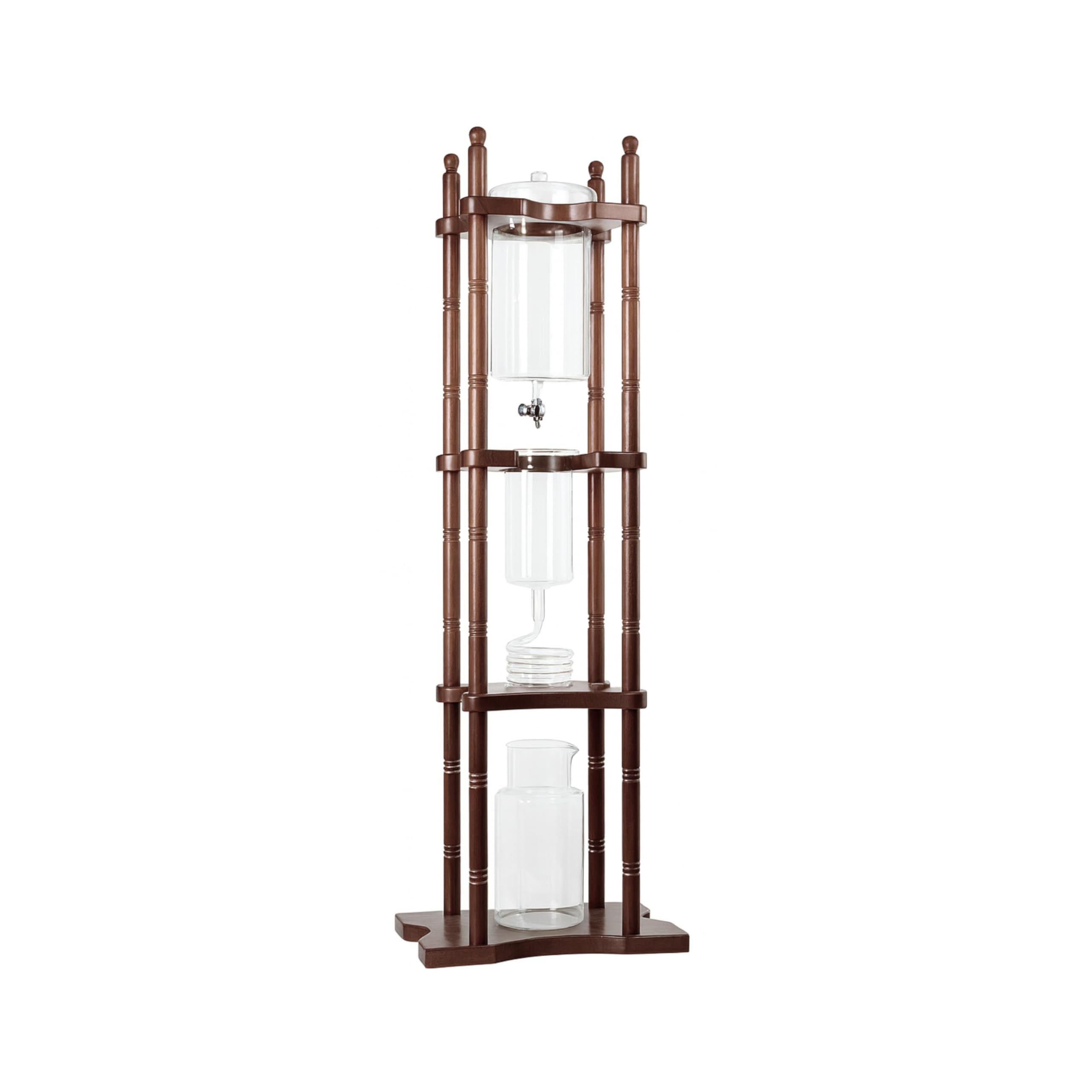 Nispira Cold Brew Drip Tower Iced Coffee Maker Glass Wooden Stand 25 Cups