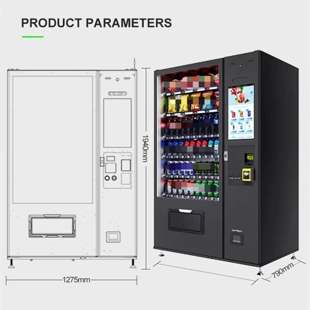 Snack Vending Machine with Remote Monitoring, Card Reader, 60 Selection Outdoor Combo Snack and Drink Smart Dispenser,Vending Machine for Snacks, Cold Drinks and Coffee