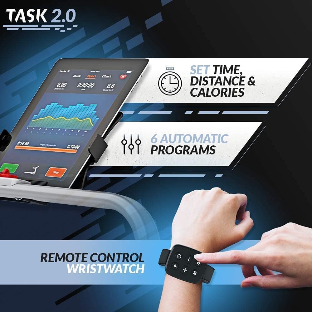 Bluefin Fitness Task 2.0 2-in-1 Folding Under Desk Treadmill | Home Gym Office Walking Pad | 8 Km/h | Joint Protection Tech | Smartphone App | Bluetooth Speaker | Compact Walking/Running Machine