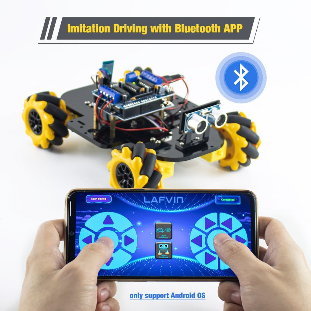 LAFVIN 4WD Mecanum Robot Car Kit Smart DIY Project Compatible with Arduino IDE