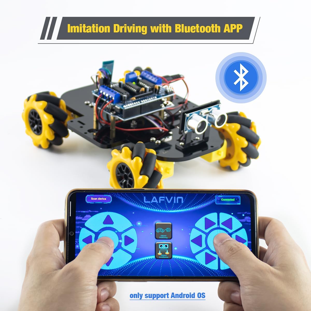 LAFVIN 4WD Mecanum Robot Car Kit Smart DIY Project Compatible with Arduino IDE