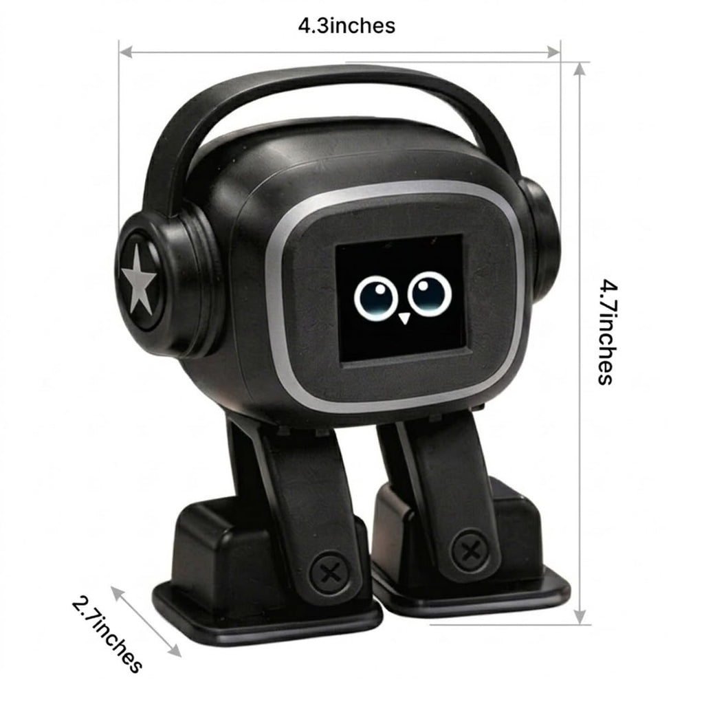 AI chatbot Robot Companion and smart Interactive Toy Featuring Voice Chat, Facial Expressions, Dancing and Music, Complete with a complimentary Outfit—Making it the Ideal Gift (Black)