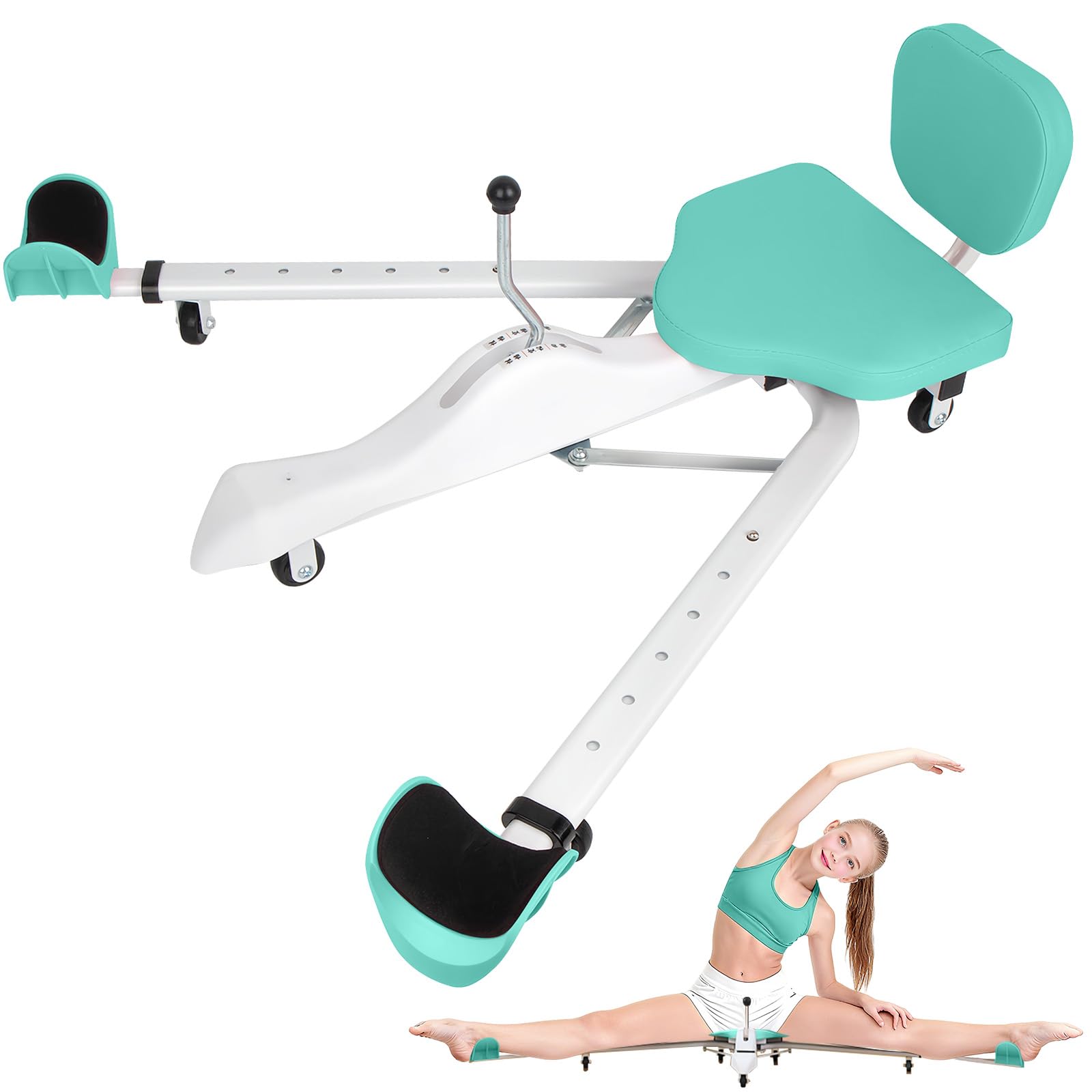 Leg Stretcher Split Machine with Backrest, Adjustable 0-190° Splits Trainer for Flexibility, 330lb Capacity Stretching Equipment for Ballet Yoga Dance Gymnastics, Home Gym Fitness Equipment