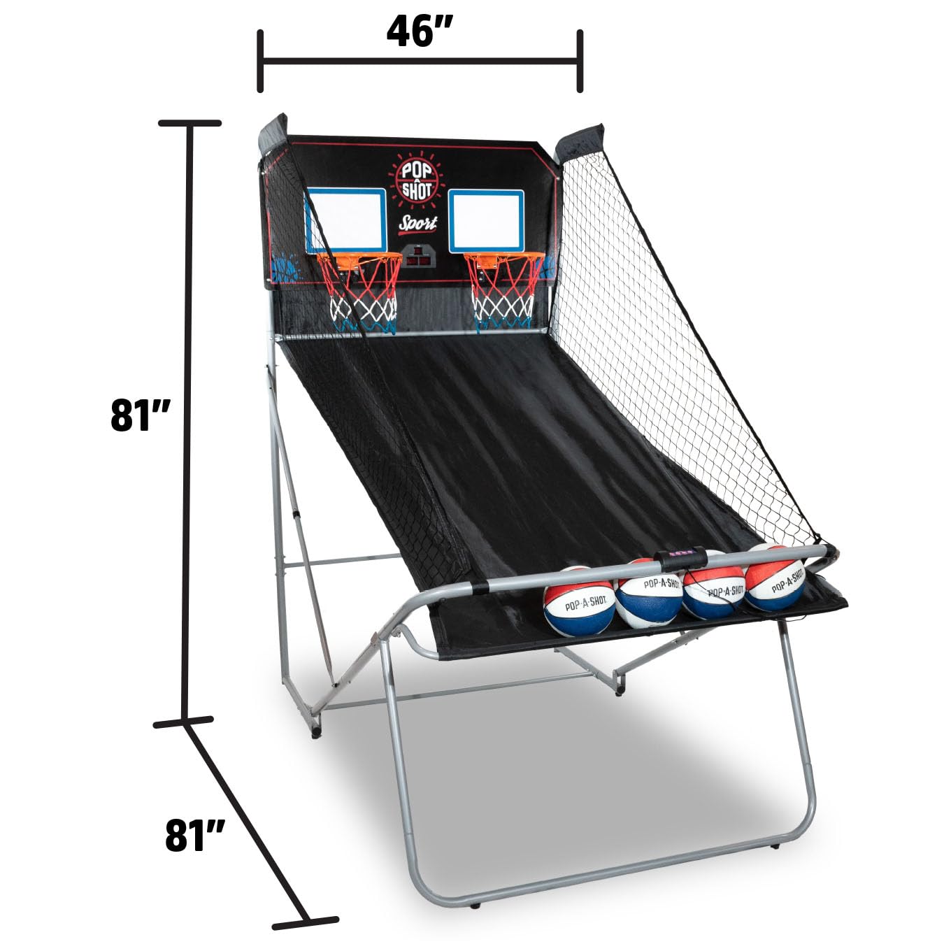 Pop-A-Shot - Dual Shot Sport | Arcade Basketball Game for Home | Paddle Scoring Hoop, 10 Game Modes, 4 Balls | Foldable for Easy Storage | Fun for All Players