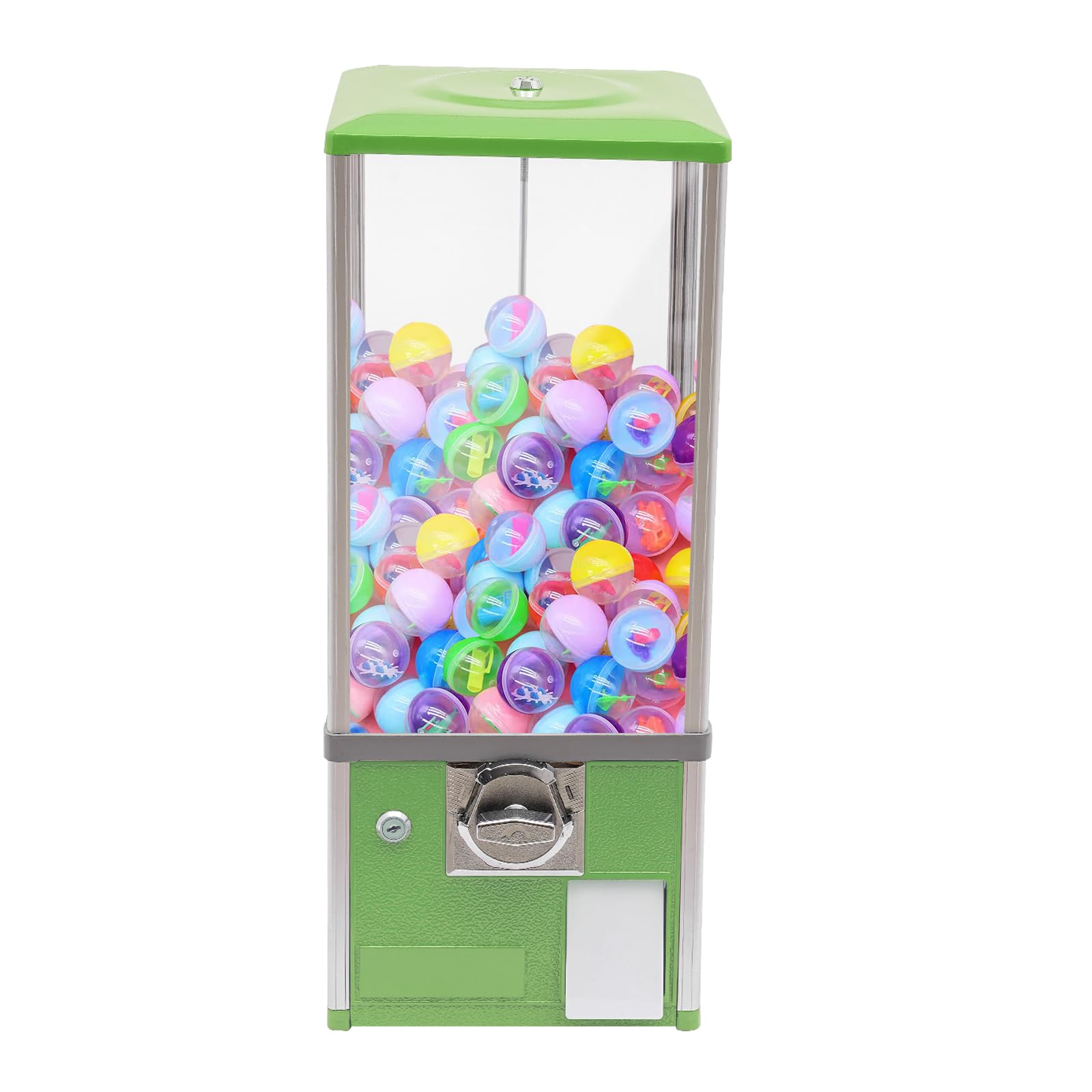 Commercial Candy Vending Machine, 4-Quarter Operated Toy Dispenser with Key Lock, 250-Capacity Capsule Vendor for Arcades Stores, 1.77-1.97in Toys (Black)