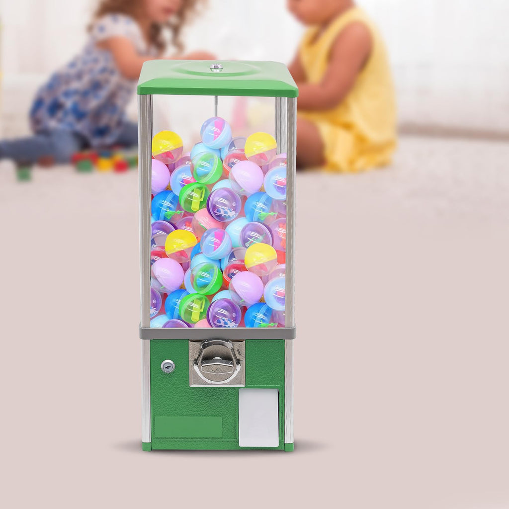 Commercial Candy Vending Machine, 4-Quarter Operated Toy Dispenser with Key Lock, 250-Capacity Capsule Vendor for Arcades Stores, 1.77-1.97in Toys (Black)