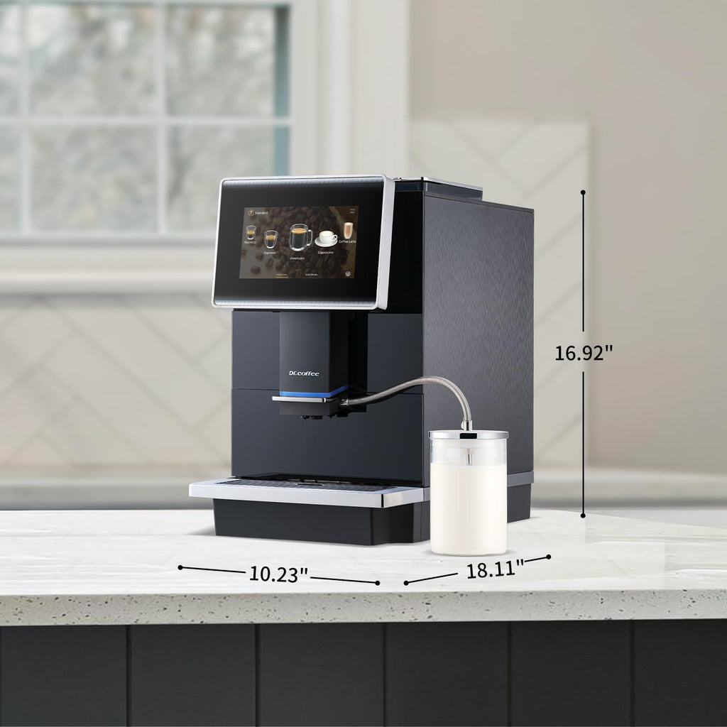 DR. COFFEE C11L Fully Automatic Espresso Machine – 15 Hot & Cold Coffees, Auto Clean Latte Go Coffee Maker, Silent Brew, Quick Start, Ceramic Grinder （Black）