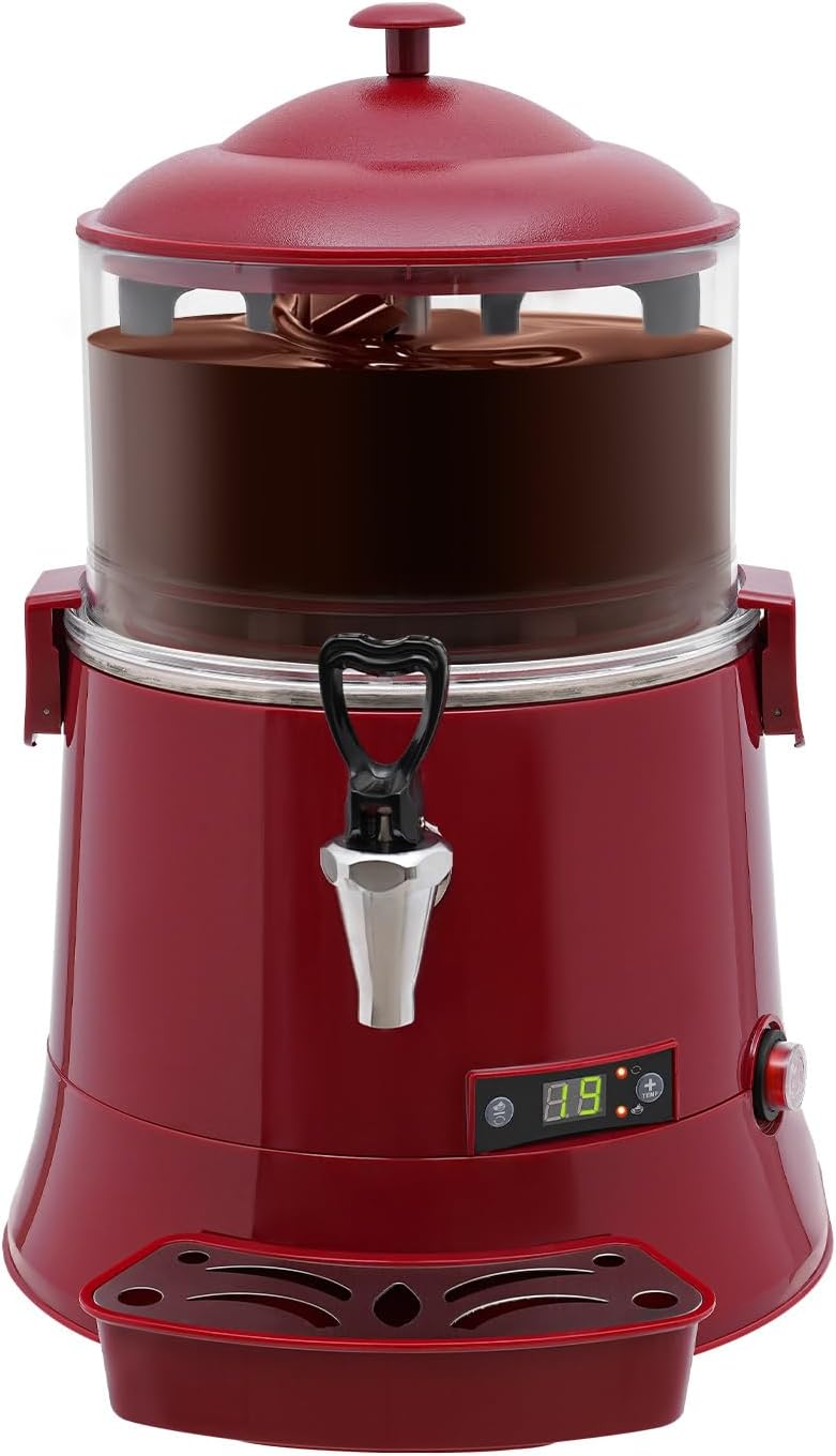 5L Commercial Hot Chocolate Maker Machine, 400W Chocolate Cocoa Beverage Maker Dispenser, 86-194℉ Intelligent Temperature Control, Electric Hot Beverage Dispensers for Cocoa, Milk, Coffee, Juice