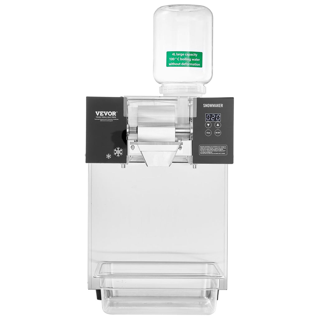 VEVOR Commercial Snowflake Ice Machine, 397LBS/24H Snowflake Ice Maker, Stainless Steel Ice Shaver Machine, Electric Snow Cone Maker, Liquid Cooling System for Rapid Heat Dissipation, Ice Cream