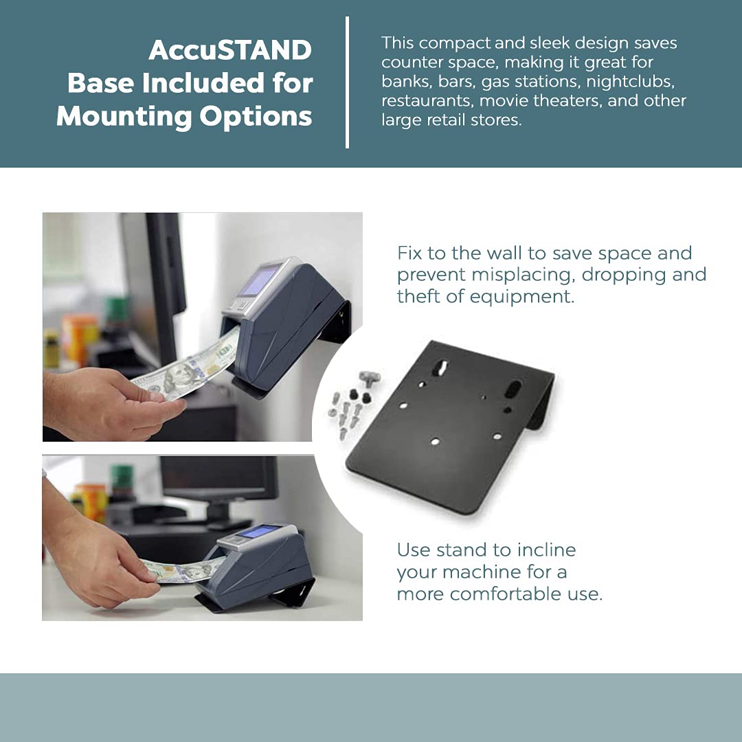 AccuBANKER D470 Quadscan 4-Way Orientation Counterfeit Bill Detector with UV, MG, IR, WM, Image, Length, Spectrum 7-Point Counterfeit Detection Methods - Optional Battery for Portable Use (No Battery)