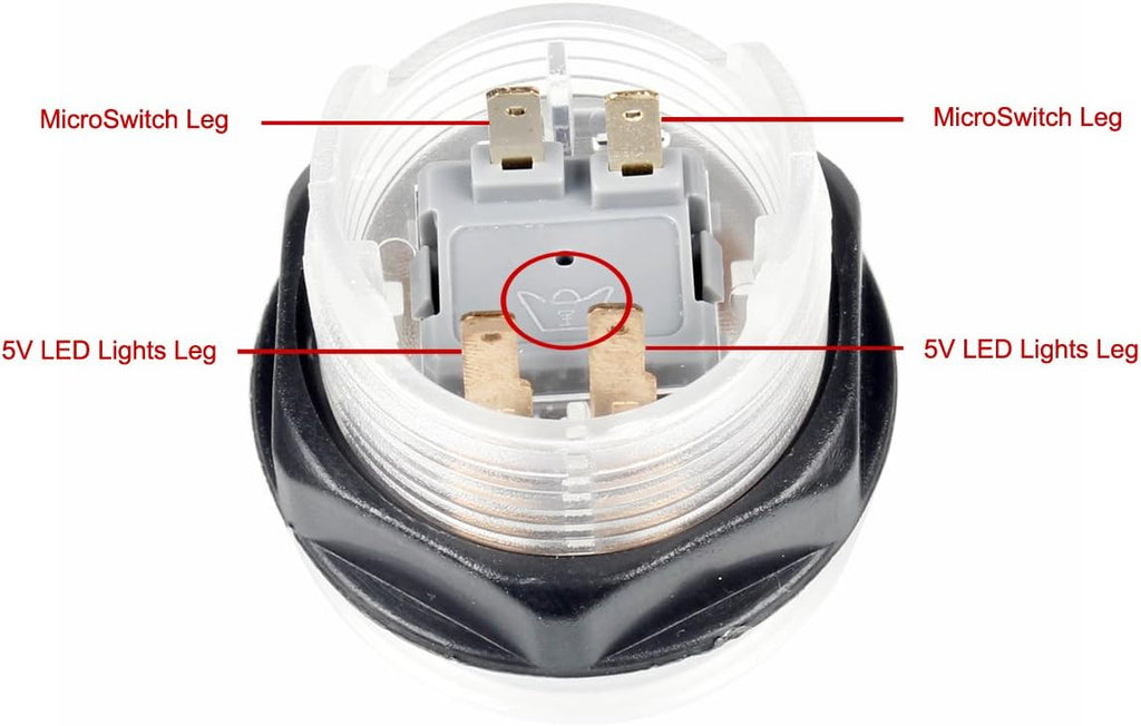 EG Starts 5X 30mm Arcade LED Lights Push Button Built-in Switch 5V Illuminated Buttons for Arcade Machine Games DIY Kit Parts Jamma Mame Raspberry Pi 1 2 3 ( Each Color of 1 Piece ) & 5 Colour