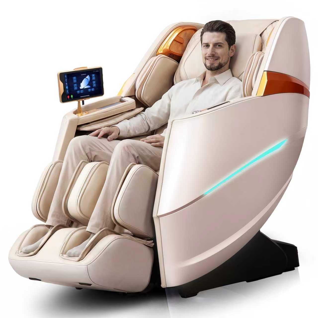 HealthRelife 4D Massage Chair Full Body Zero Gravity Recliner - 55“ SL-Track,20 Auto Modes,11 Massage Technique,40 Airbags Massage,with Yoga Stretch,APP Control,Negative Oxygen lons（Grey）