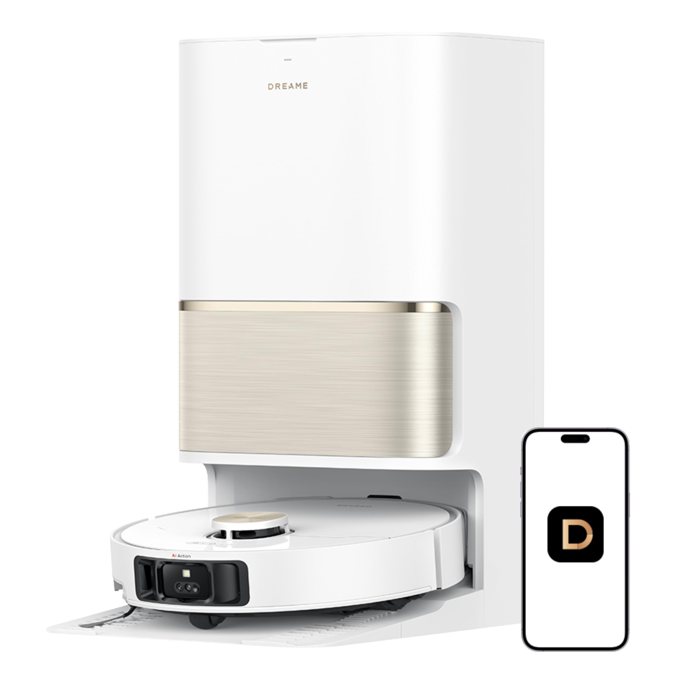 DREAME L60 Ultra Robot Vacuum and Mop, 35,000Pa Suction, Detangling Brush, AI-Enhanced 3D ToF Vision, 100℃ Mop Self-Cleaning, 280+ Object Types, Extendable Side Brush and Mop, White