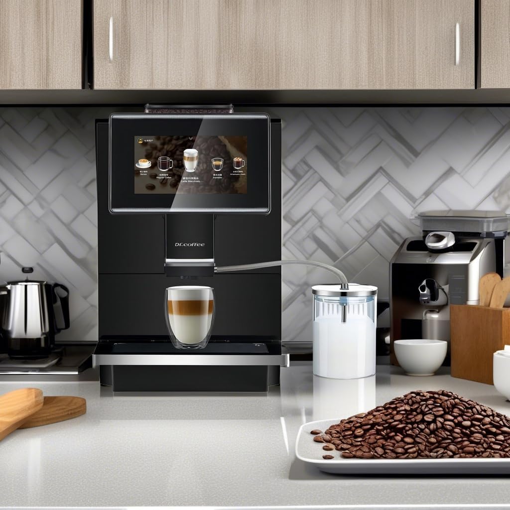 DR. COFFEE C11L Fully Automatic Espresso Machine – 15 Hot & Cold Coffees, Auto Clean Latte Go Coffee Maker, Silent Brew, Quick Start, Ceramic Grinder （Black）
