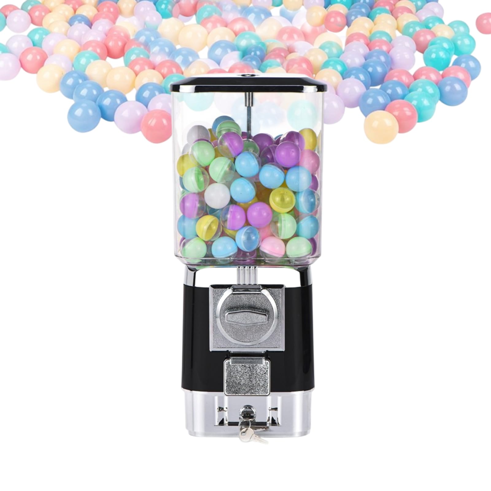 Vending Machine Twister Ball Dispenser with Coin Storage Box Operated Toy Capsule Dispenser Candy Gumball Vending Machine for Retail,Amusement Parks(Size:Invest Tokens,Color:Black)