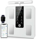 GE Smart Scale for Body Weight: 8-Electrode Digital Bathroom Scale for Weight Fat BMI Muscle Mass Full Body Composition Analyzer 50 Measurements Bluetooth Highly Accurate Weighing Machine 400lb White
