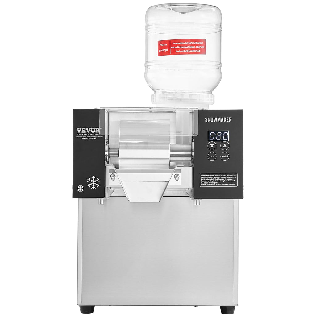 VEVOR Commercial Snowflake Ice Machine, 397LBS/24H Snowflake Ice Maker, Stainless Steel Ice Shaver Machine, Electric Snow Cone Maker, Liquid Cooling System for Rapid Heat Dissipation, Ice Cream