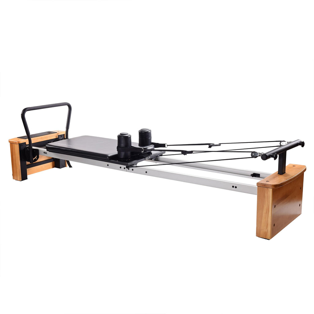Stamina Products AeroPilates Board Reformer with Oak Wood Base – Studio Grade for Home Use with Cardio Rebounder, Adjustable Foot Bar, 4 Resistance Springs, and Workout DVD