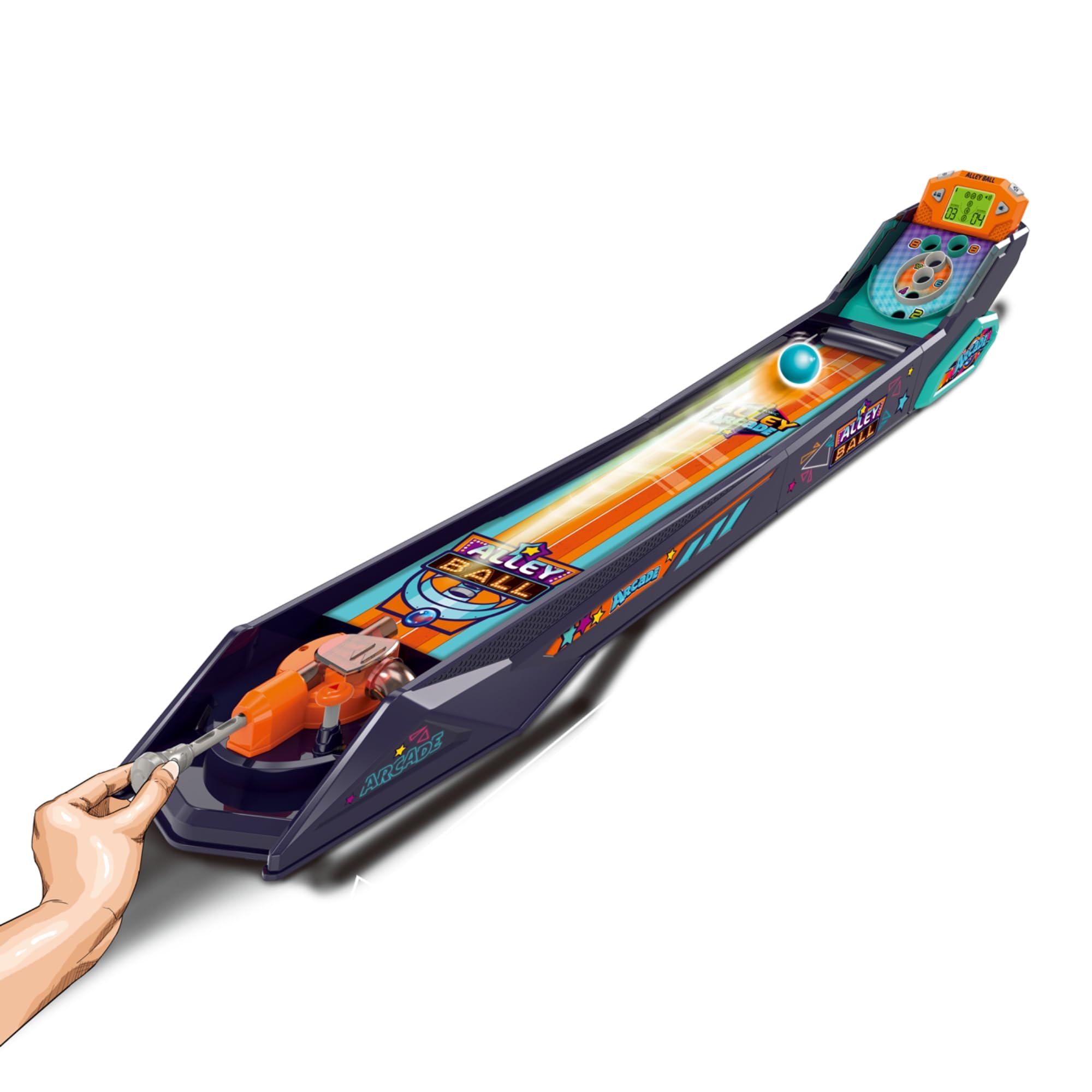 Bowling Game — Electronic Tabletop Arcade Game with LCD Auto Scoring, Lights & Sound, Spring-Loaded Launcher & 1-2 Player Modes — Mini Bowling Set for Kids
