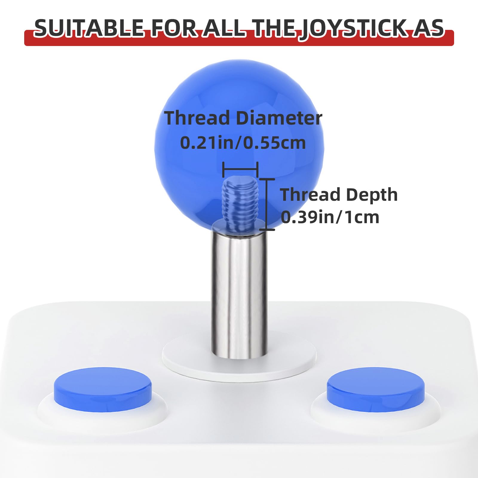 Gallipower 4Pcs Joystick Head,Arcade Joystick Ball Top Handle Rocker Round Head,Arcade Kit DIY Replacement Parts(Blue,Green,Red,Yellow)