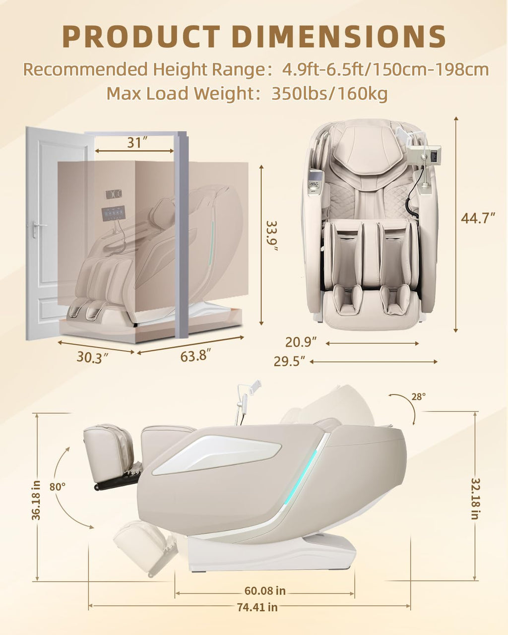 Full Body Zero Gravity Massage Chair with Body Scan 4D Intelligent Shiatsu Strecth Massage, Back/Leg Heated with AI Voice Control Bluetooth Speaker Airbags SL Track Massage Black