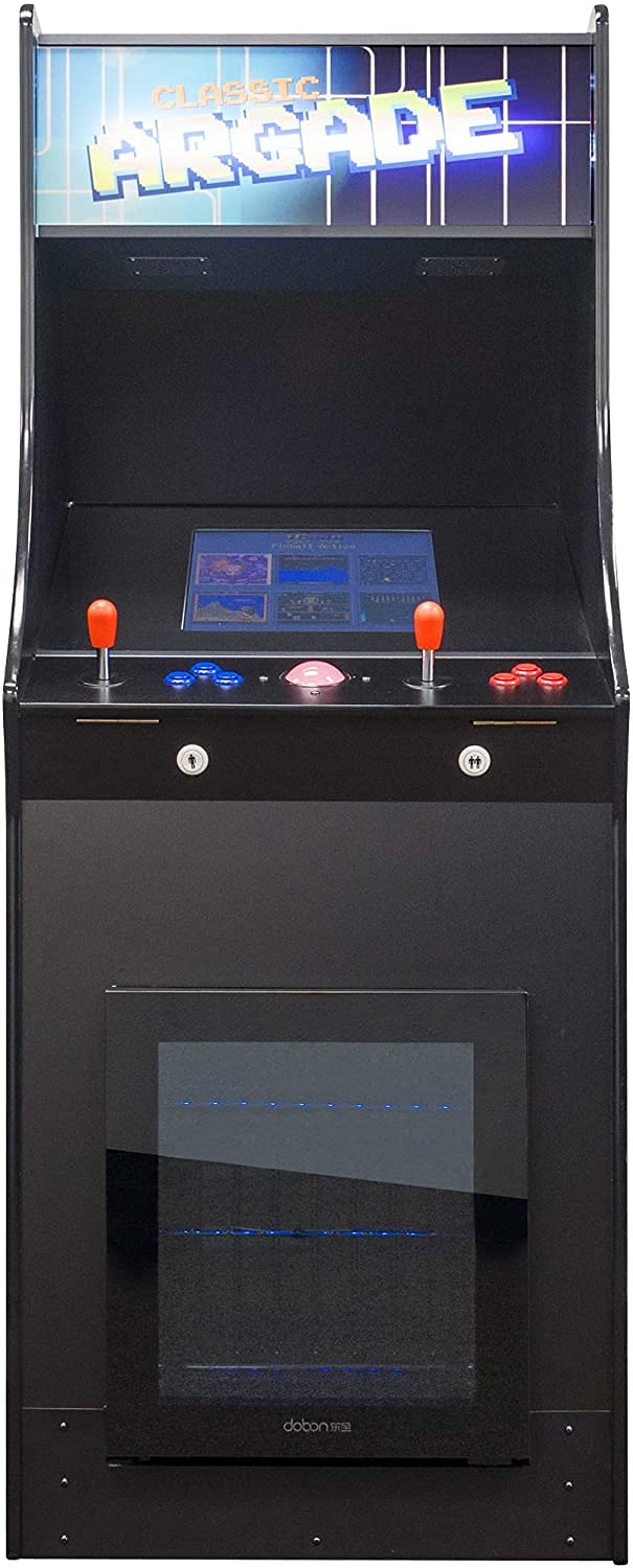 Creative Arcades Full Size Stand-Up Commercial Grade Arcade Machine | 2 Player | 412 Games | 22" LCD Screen | 2 Sanwa Joysticks | Trackball | Built-in Fridge | 2 Stools Included | 3 Year Warranty