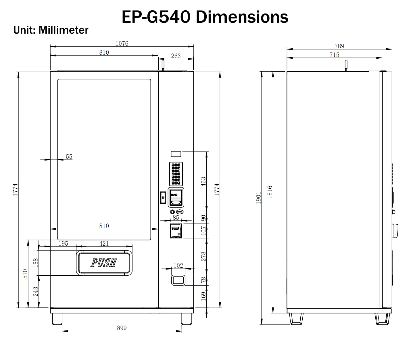 Refrigerated Beverage Vending Machine with Elevator Delivery Temp Control