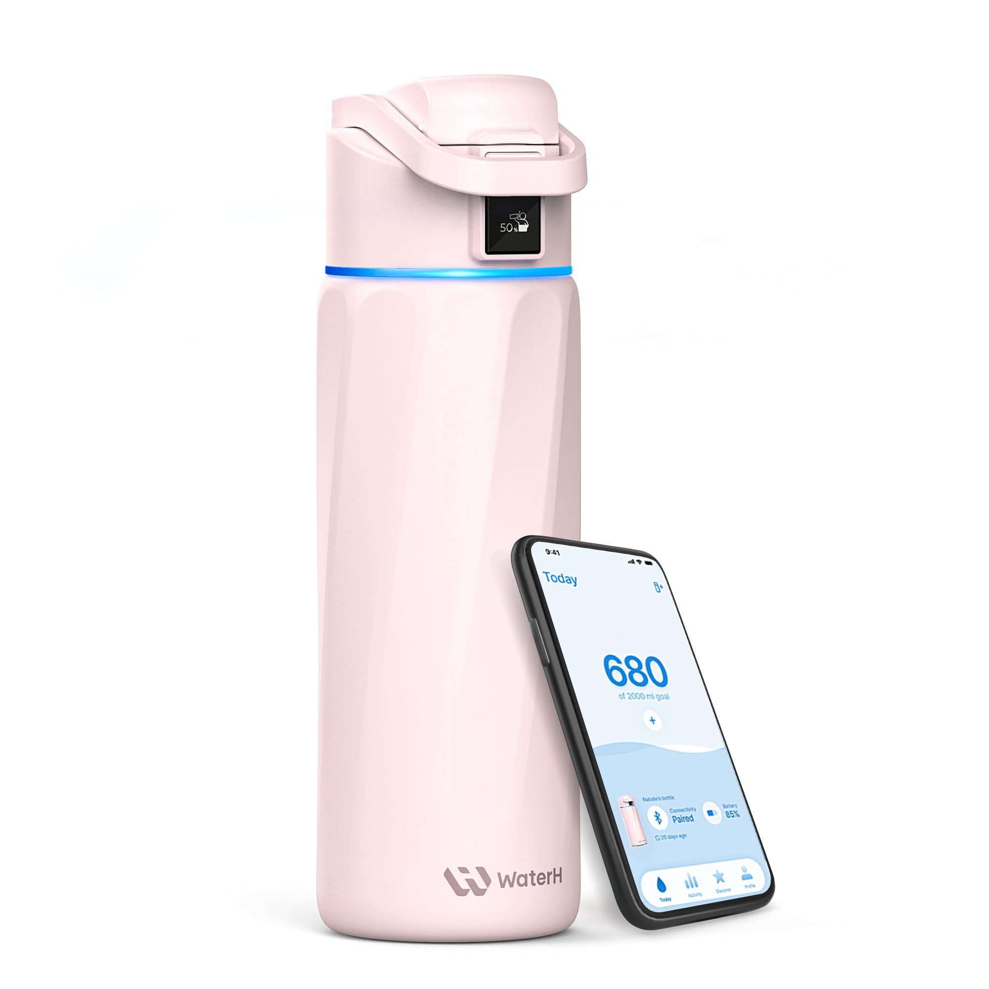 BOOST Smart Water Bottle that Reminds You to Drink, 24oz BPA-Free Stainless Steel Vacuum Insulated, Wide Mouth Water Tracker Bottle with APP for School, Gym, Office, Ideal for Father's Day