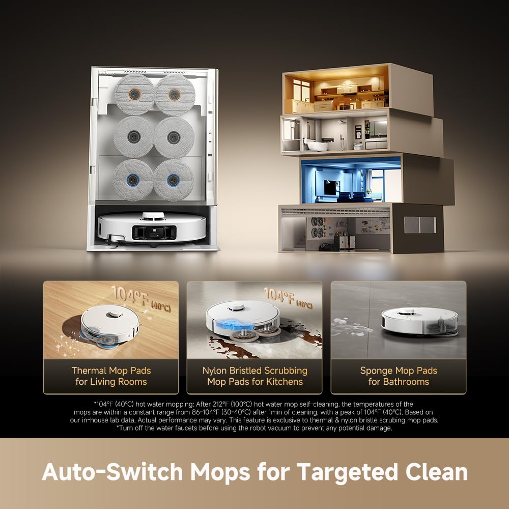 DREAME Matrix10 Ultra Robot Vacuum and Mop, Multi-Mop Switching, 3.14inch Obstacle Clearing, 30,000Pa Suction, Self Empty&Refill, Self-Cleaning, 100% Detangling, 240+ Obstacle Avoidance, Voice Control