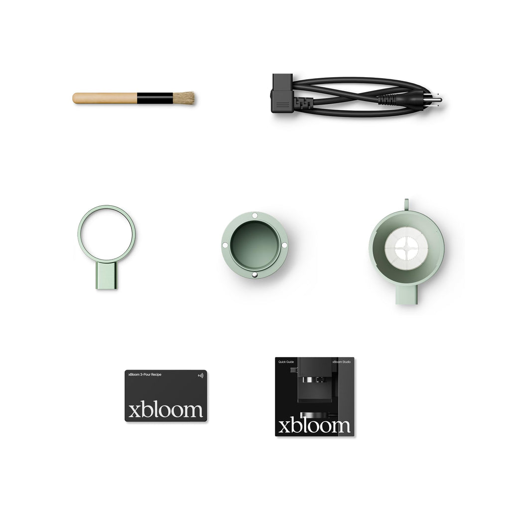 xBloom Studio Coffee Machine – Drip Coffee Maker with Built-in Grinder and Scale, 3 Automation Levels, App Connected Pour Over Coffee Maker for Specialty Coffee Lovers, Sage Green x Gold