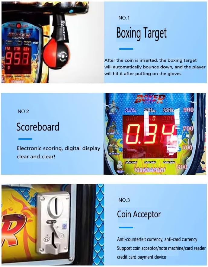 Indoor Sport Boxer Playing Coin Operated Arcade Boxing Punch Machine