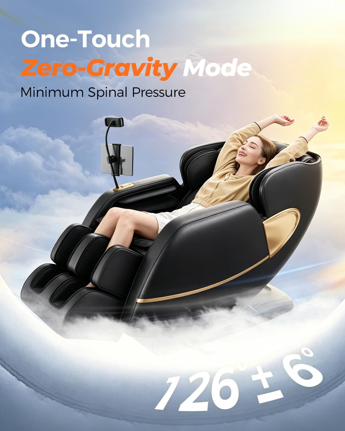 2026 4D Massage Chair Full Body, PU Leather Zero Gravity Heated Back Foot Hand Massage Recliner, AI Voice Control, Office and Living Room Furniture, Portable - Black