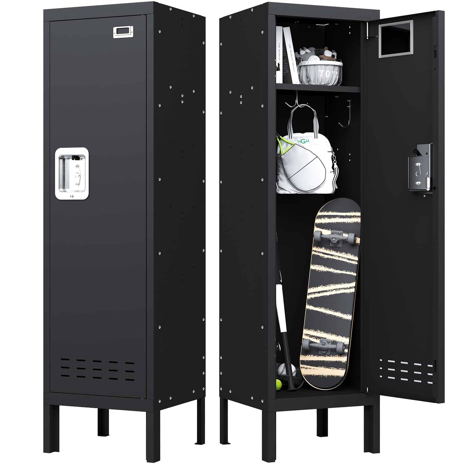 BUTISOW Metal Lockers - 66" Height Steel Lockers for Employees with 5 Door Storage Locker with Card Slot for Employees Gym School Home Office Garage - Assembly Required