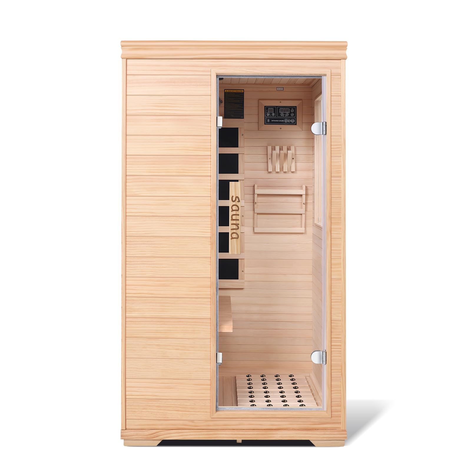 1350W Far Infrared Home Sauna, Energy-Efficient Fast-Heating Indoor Sauna Room with Bluetooth & 7-Color Therapy, Canadian Hemlock Wood, Modular Design - Ideal for Home Gym, Family Relaxation