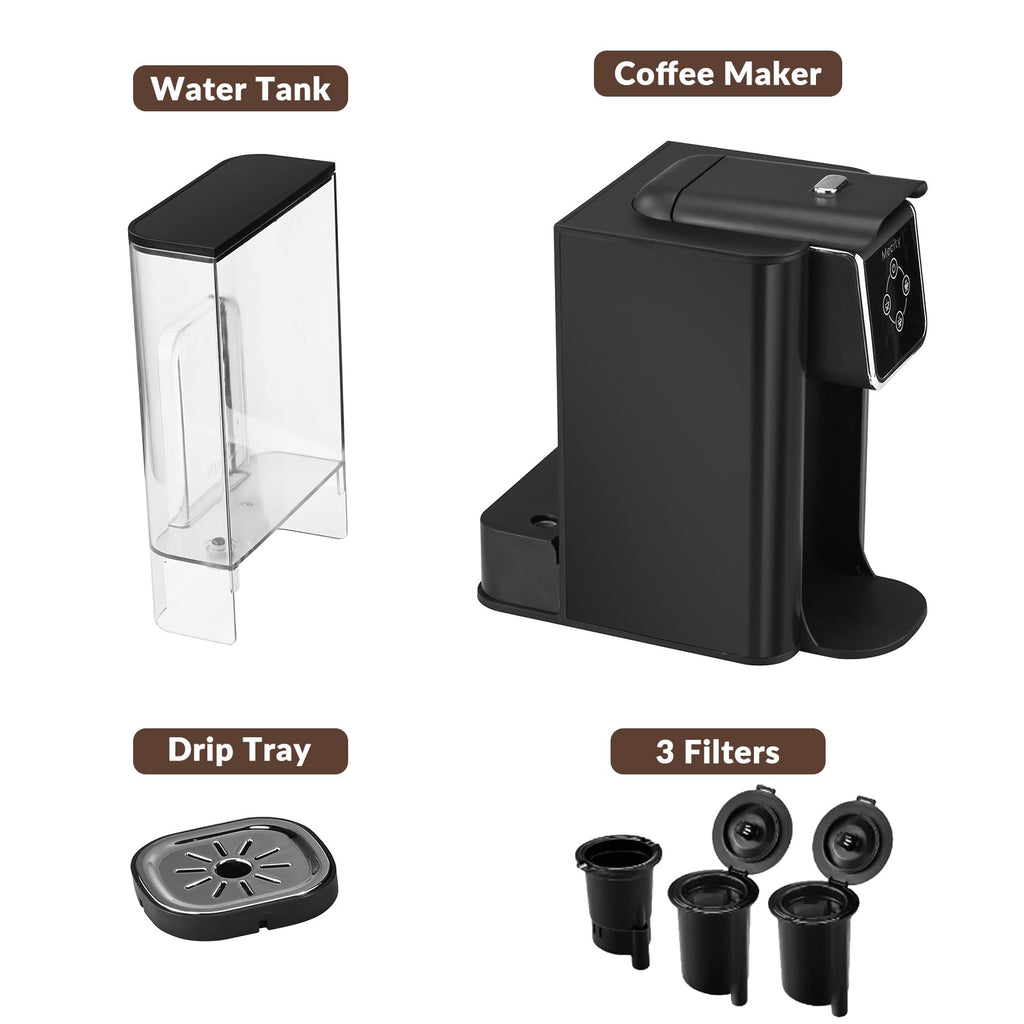 Mecity Pink Coffee Maker 3-in-1 Single Serve Coffee Machine, For Flat Bottom Coffee Capsule, Ground Coffee, 6 to 10 Ounce Cup, Removable 50 Oz Water Reservoir, 120V 1150W