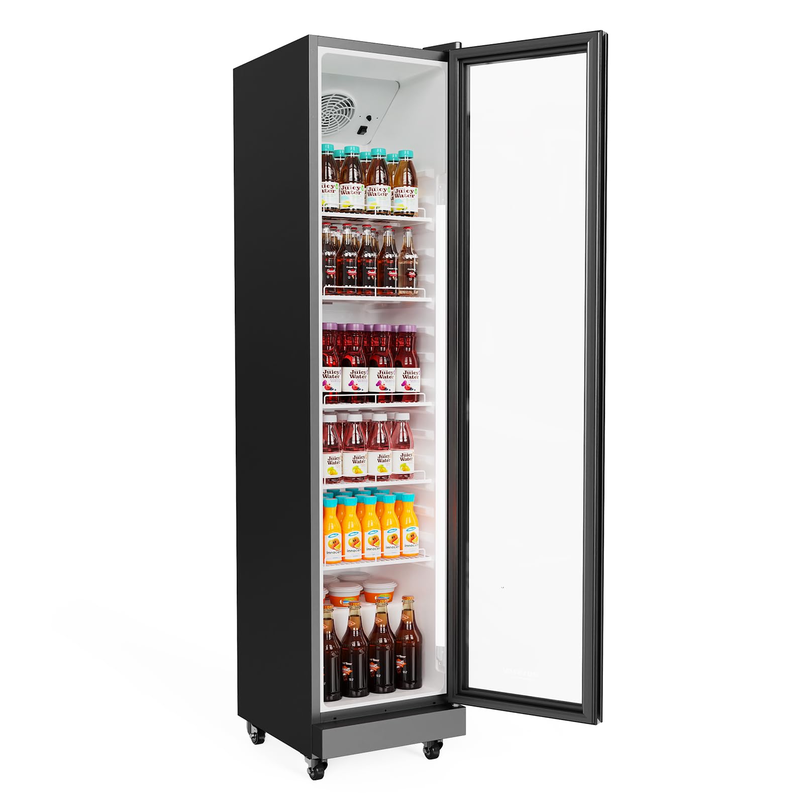 ROVSUN 8 Cu.Ft Commercial Refrigerator Display Refrigerator ETL NSF Certified, Slim Commercial Beverage Cooler Glass Door Merchandiser Drink Fridge w/Adjustable Shelves LED Light for Bar Restaurant