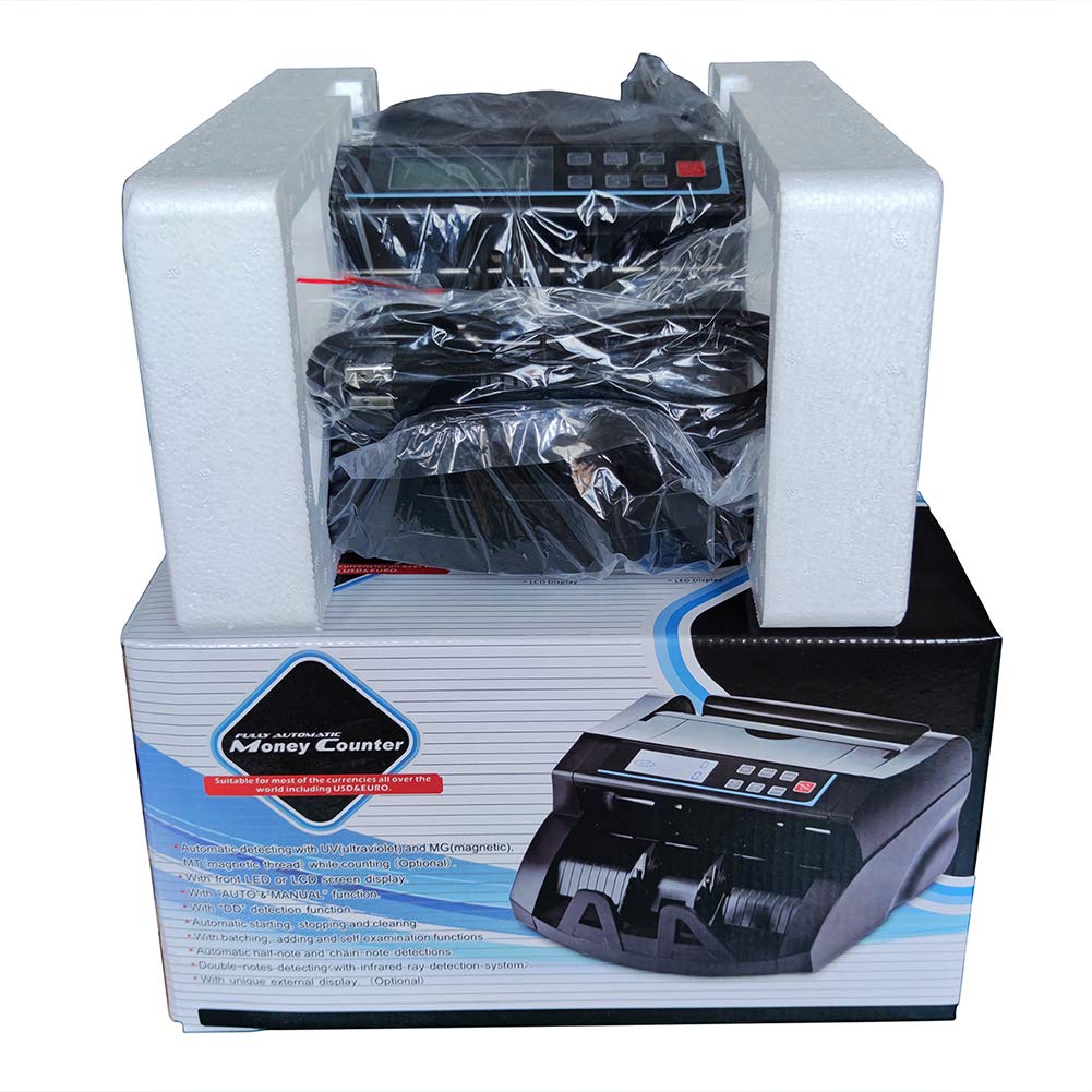 Money Counter Machine Count Value,UV/MG/MT/IR Counterfeit Detection Bill Counter,US Dollar only Cash Counter, Add+Value/Batch+Value Modes,Money Counting Machine with LCD Display (Black+Grey)