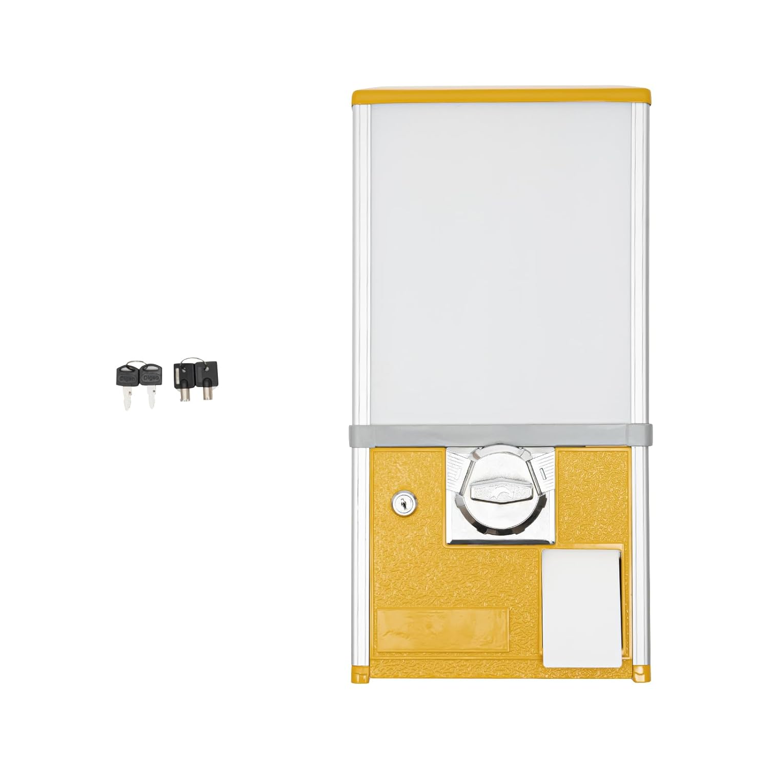Vending Machine,Commercial Big Capsule Toys Vending Machine,800 Coin Bank Capacity 4×25 Cent Coins,Yellow Gumball Machine with Keys,1.77-1.97Inches Twister Ball Diameter for Game Stores, Retail Stores