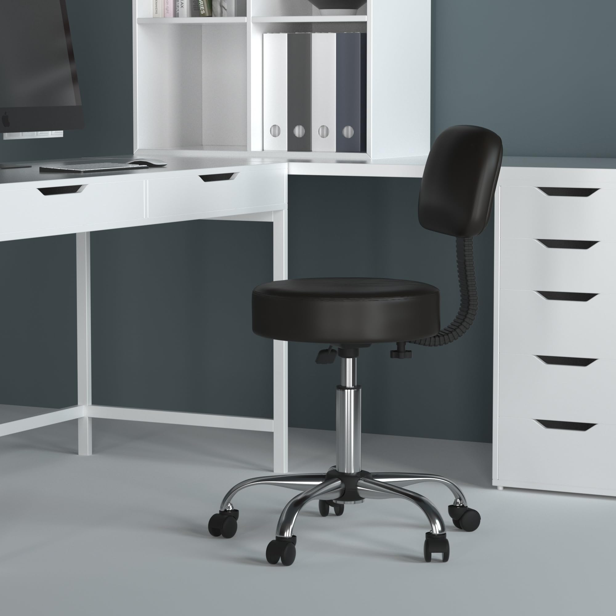 Boss Office Products Antimicrobial Vinyl Medical Spa Stool in Black