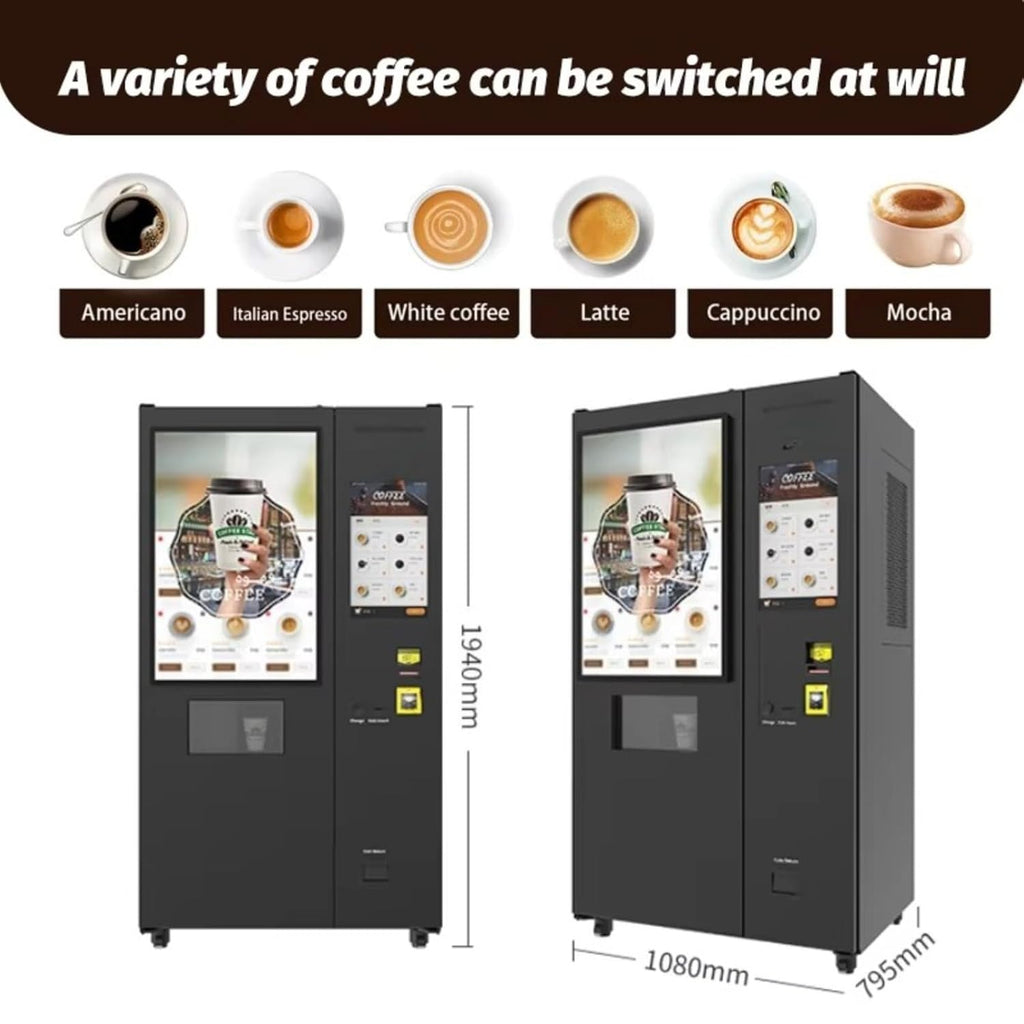 Unmanned Self-Service Coffee Vending Machine Durable Commercial Hot Drink Dispenser for 24H Vending Spots, Airports, Dorms & Clinics - User-Friendly Automated Coffee Station for High-Traffic Users