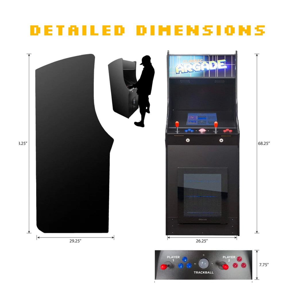 Creative Arcades Full Size Stand-Up Commercial Grade Arcade Machine | 2 Player | 412 Games | 22" LCD Screen | 2 Sanwa Joysticks | Trackball | Built-in Fridge | 2 Stools Included | 3 Year Warranty