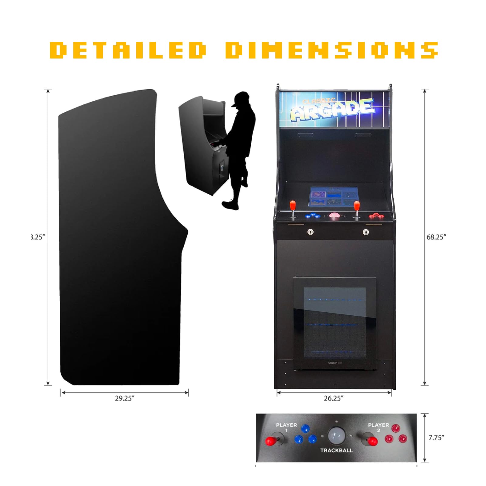 Creative Arcades Full Size Stand-Up Commercial Grade Arcade Machine | 2 Player | 412 Games | 22" LCD Screen | 2 Sanwa Joysticks | Trackball | Built-in Fridge | 2 Stools Included | 3 Year Warranty