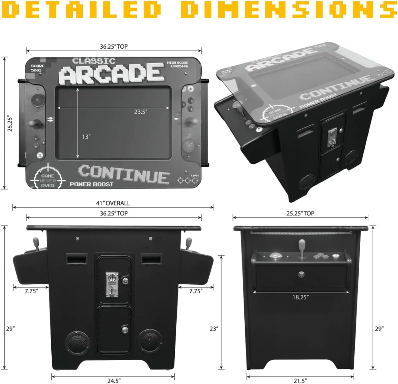 Creative Arcades Full Size Commercial Grade Cocktail Arcade Machine | 2 Player | 412 Games | 22" LCD Screen | Square Glass Top | LED | 2 Sanwa Joysticks | Trackball | 2 Stools | 3 Year Warranty
