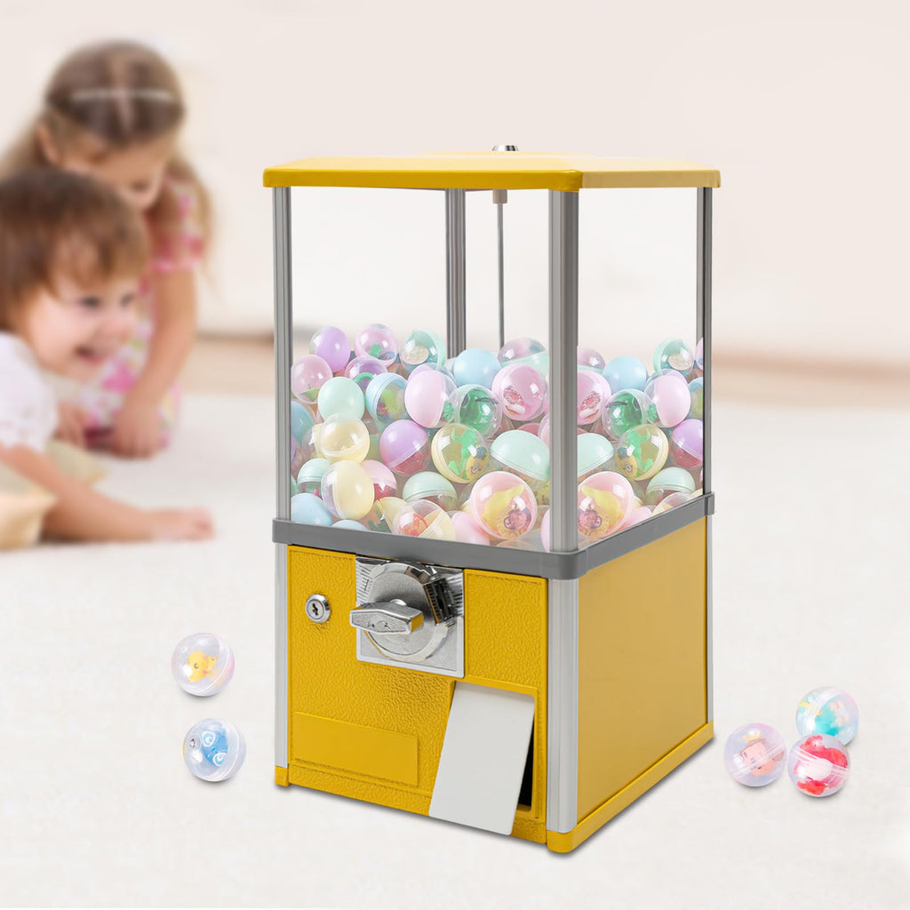 25 Cents Coin Operated Vending Machine, Capsule Vending Machine for Kids, Commercial Toy Vendor with Key Lock, Bubble Gum Ball Dispenser for Arcades Retail Stores, 1.77-1.97in Toys (Green)
