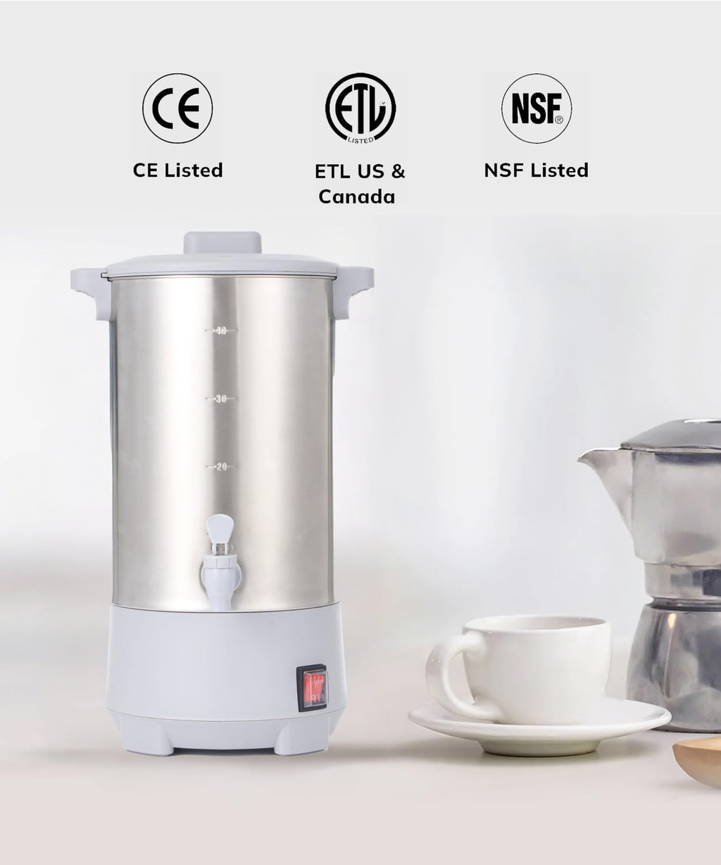 SYBO SR-CP-100B Commercial Grade Stainless Steel Percolate Coffee Maker Hot Water Urn for Catering, 100-Cup 16 L, Metallic